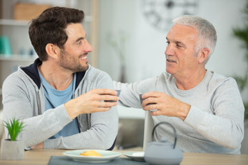 mature man spending time with his son at home