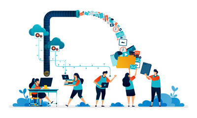SVG illustration of access and collect user data. manage user experience activity