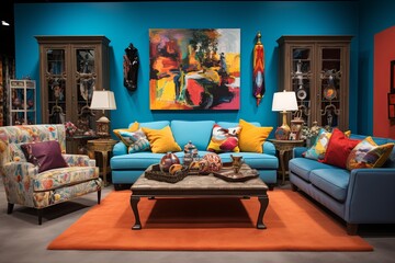 Eclectic Bazaar Living Room: Unique Furniture, Bold Colors, Funky Decor