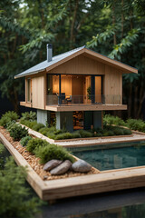 House under construction - project. House layout.