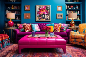Eclectic Bazaar Living Room: Unique Furniture, Bold Colors, Funky Decor Ideas