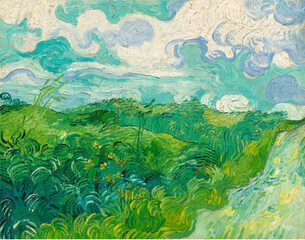 Green Wheat Fields, Auvers by Vincent van Gogh, 1890