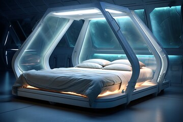 Futuristic Biofeedback Sleep Trackers & Zero-Gravity Beds in Biodome Bedrooms