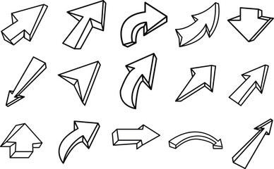 Arrows icons. Doddle arrows. Sketch arrows drawn by hand. Vector icons.eps10