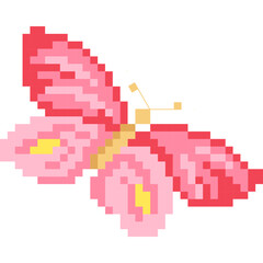 Fototapeta premium Butterfly cartoon icon in pixel style