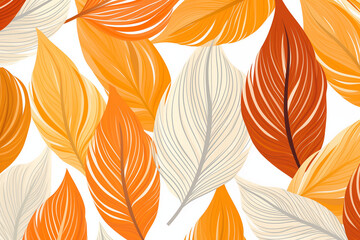 An abstract of foliage line art vector on white background, orange color tropical fruit in hand...