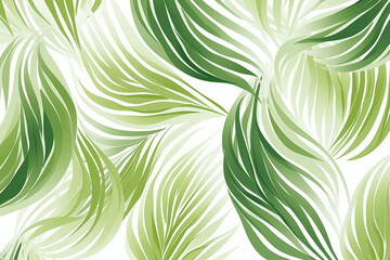 An abstract of foliage line art vector on white background, green tropical leaf in hand drawn...