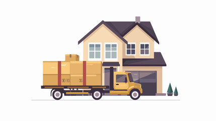 New house for family. Moving House. Vector flat style