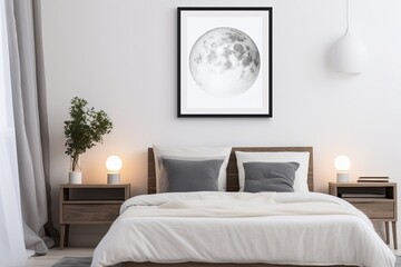 Lunar Calendar Poster and White Bedding: Minimalist Bedroom Decors