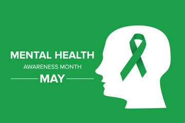 Mental Health Awareness Month in May. Raising awareness of mental health. Control and protection. Prevention campaign. Medical health care design. Vector illustration	 - obrazy, fototapety, plakaty