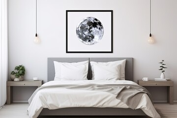 Lunar Calendar Poster & White Bedding: Minimalist Bedroom Decors