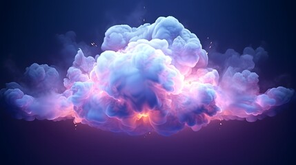  Behold the mesmerizing spectacle of an abstract cloud illuminated by a neon light ring, casting its radiant glow upon the depths of the night sky, captured in stunning HD clarity with intricate 3D