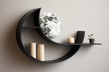 Moon Phase Shelf: Tranquil Monochrome Minimalist Bedroom Decor