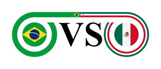 concept between brazil vs mexico. vector illustration isolated on white background