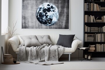 Moonlit Serenity: Lunar-Inspired Minimalist Bedroom Decors with Moon-Inspired Throw Blankets for a Cozy Feel
