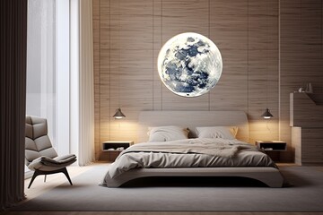 Serene Moonlight: Lunar-Inspired Bedroom Minimalist Decor with Understated Elegance