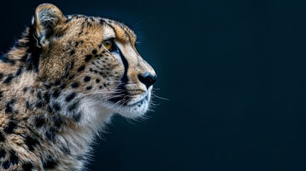 Naklejka premium A tight shot of a cheetah's closed eyes and ruffle hair swaying in the wind