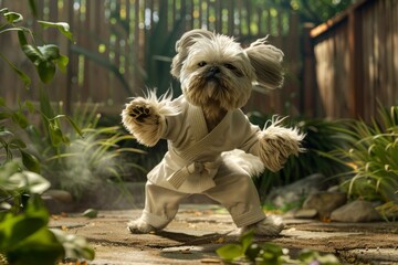 Shisu, a kungfu master, standing with 2 legs