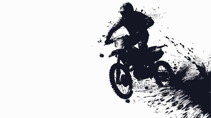 Motocross rider on his bike abstract grunge vector  - obrazy, fototapety, plakaty