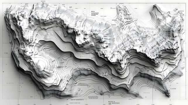 Terrain map. Contours trails, image grid geographic relief topographic contour line maps cartography texture. Generative Ai