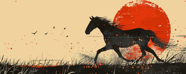 Horse. vector simple illustration - obrazy, fototapety, plakaty