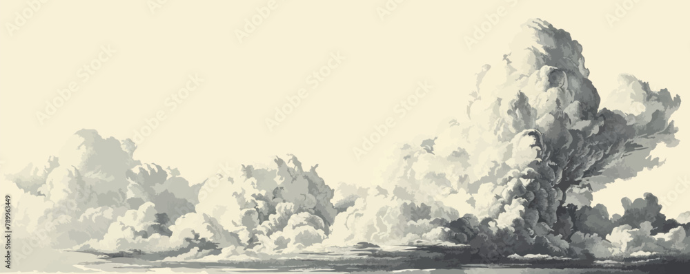 Poster cloud and cloudiness vintage sketches.. vector simple illustration