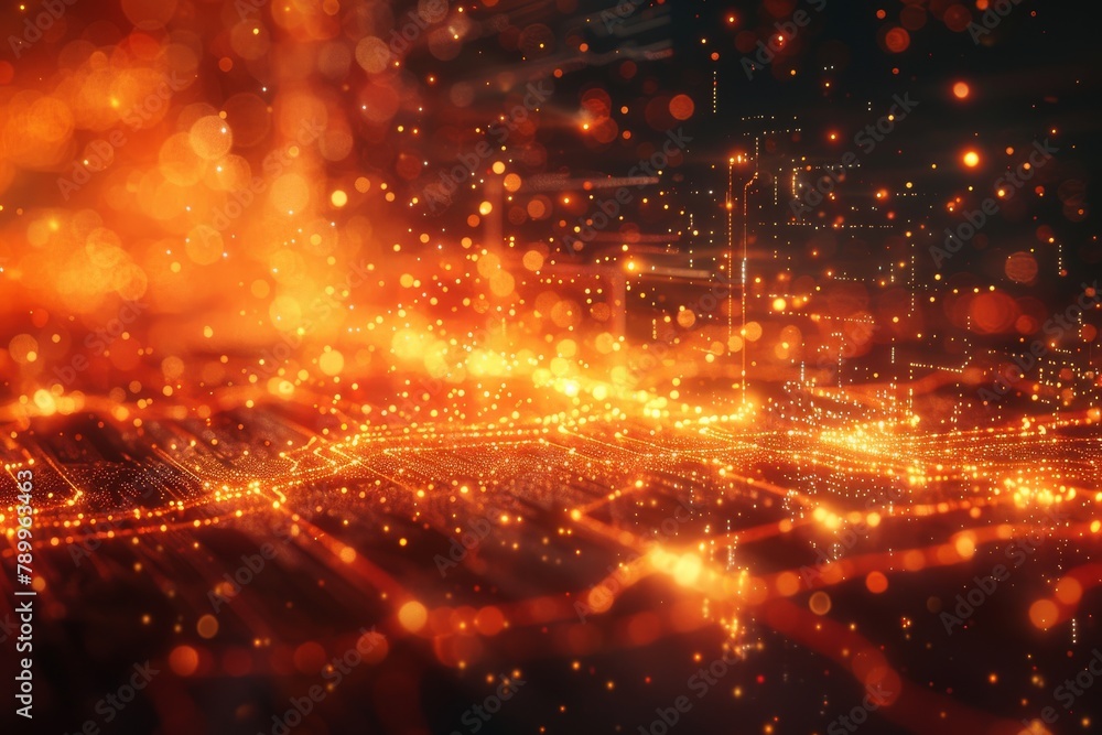 Poster an electrifying image capturing the energy and complexity of a circuit board with dynamic electric f