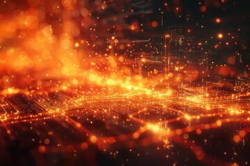 Obraz premium An electrifying image capturing the energy and complexity of a circuit board with dynamic electric flares and vibrant lighting