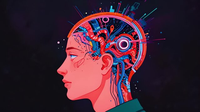 脳改造された人の横顔イラスト,Generative AI 