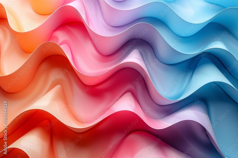 Poster this image features a dynamic and fluid wave pattern with a seamless transition of colors that creat