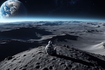 earth moon space astronaut web page PPT wallpaper background powerpoint