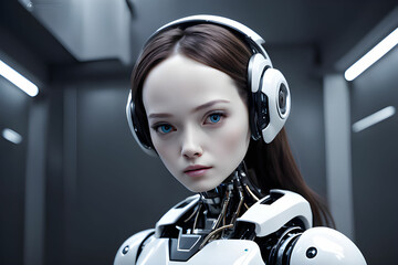 AI woman robot web page PPT wallpaper background powerpoint