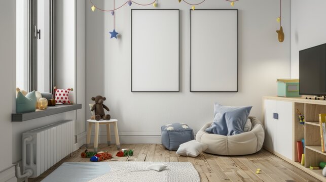 A room with a white wall and a teddy bear on a shelf. The room is empty and has a very clean and simple look