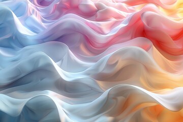 Obraz premium Gentle waves of silk in pastel colors with highlights and shadows creating a calming effect