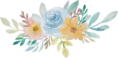 Watercolor Flower Bouquet Wreath illustration for card website, application, printing, document,...
