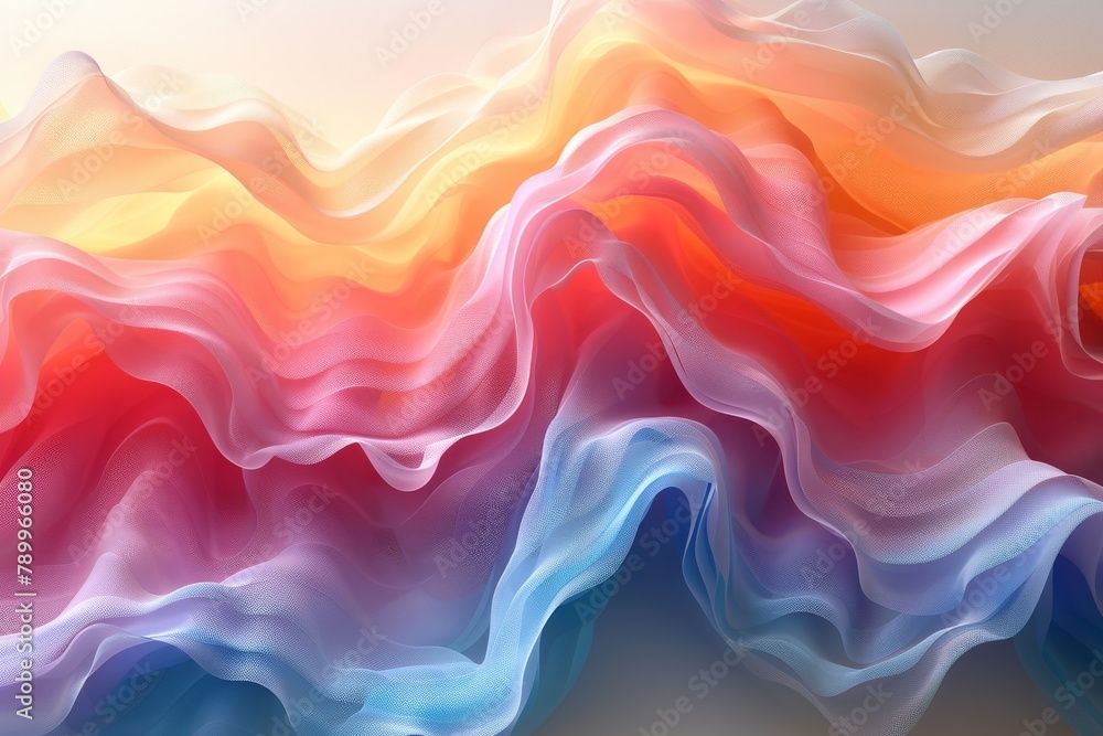 Poster this vibrant digital art presents a flowing wave pattern with a gradient of colors creating a sense 
