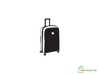 Travel bag icon. Baggage Suitcase bag icon. Backpack icon cabin luggage. black briefcase Trolley Bag with a handle. Summer vacation time tourism. Travel luggage symbol set.