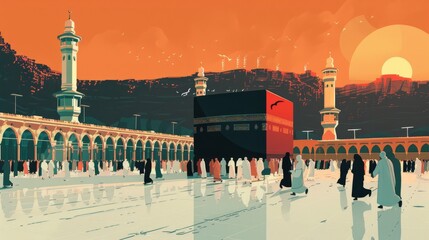 The Holy Mosque of Mecca - obrazy, fototapety, plakaty