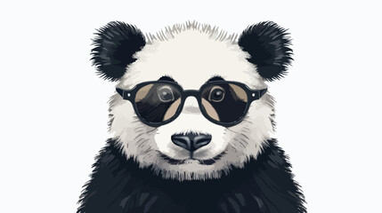 Panda with glasses Vector illustration isolated on white