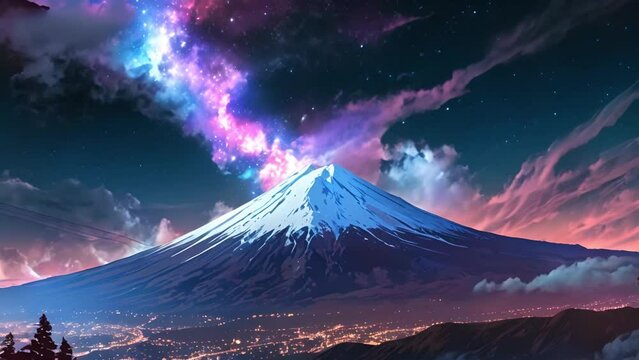 幻想的な空と富士山イメージ,Generative AI 