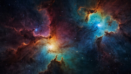 Fototapeta premium Colorful Space Nebula Clouds - Starry Night Sky Supernova