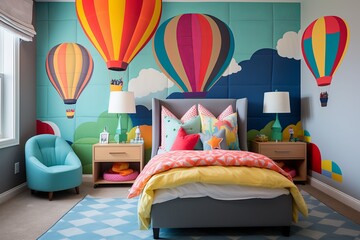 Whimsical Hot Air Balloon Kids' Room Decors: Playful Bedding & Bright Balloon Patterns