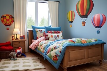 Delightful Balloon Adventure: Whimsical Kids� Room Decors with Playful Bedding and Cheerful Decor