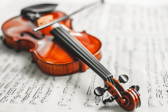Elegant Violin on Music Sheet for Performance
