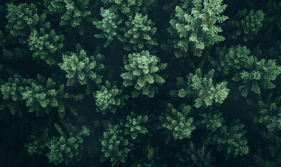 Fototapeta na wymiar Drone view of green forest with trees and bushes growing in countryside, Generative AI