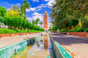 Marrakesh, Morocco. Minaret of Koutoubia Mosque.