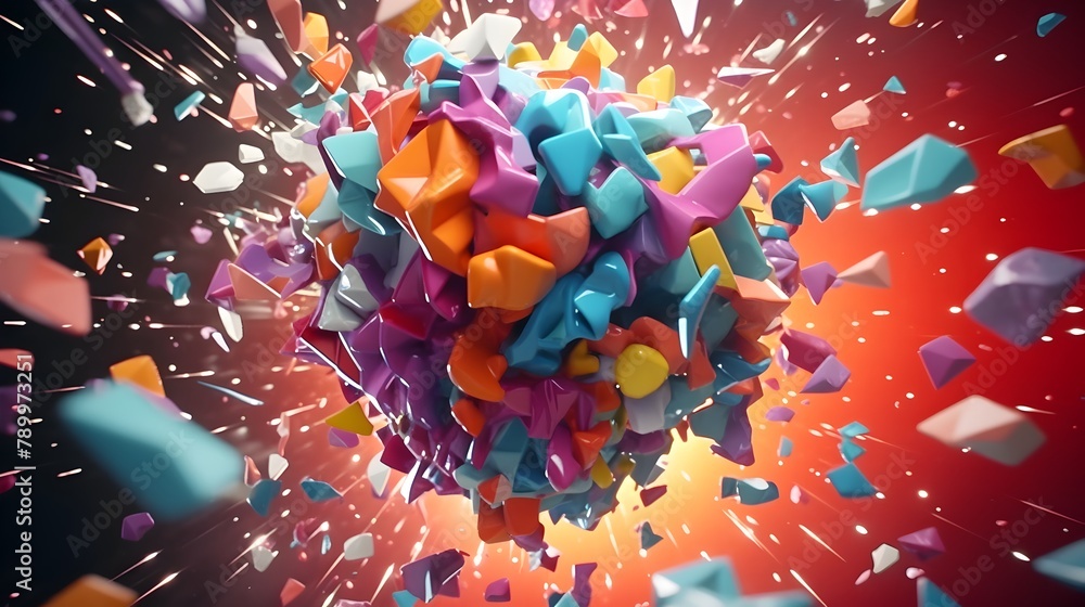 Poster witness the convergence of imagination and intellect in a captivating 3d polygon colorful brain spla