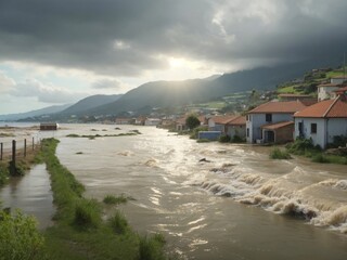 Flood in a coastal village