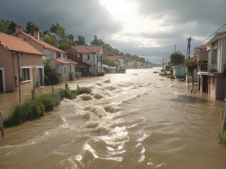 Flood in a coastal village