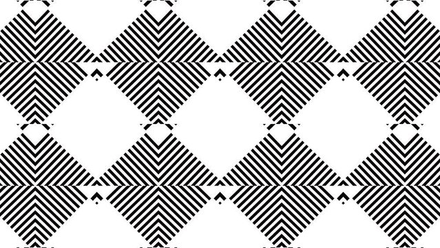4k Abstract black and white color lines art pattern geometric shapes with green screen background.Seamless art pattern of simple technology background concept.